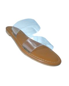 21903-LILIANA WOMENS CASUAL FLAT DOUBLE ACRYLIC BAND SANDAL