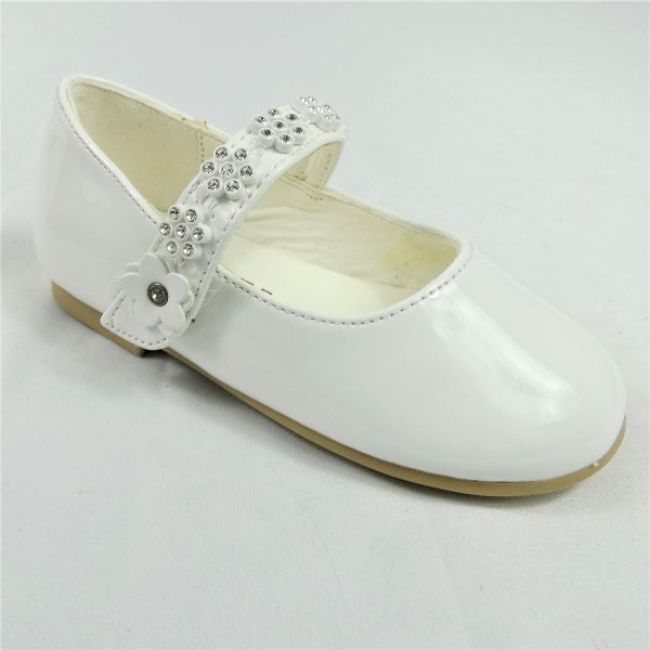 10014 LITTLE GIRLS CHURCH SHOES WITH RHINESTONE AND SIDE STRAP